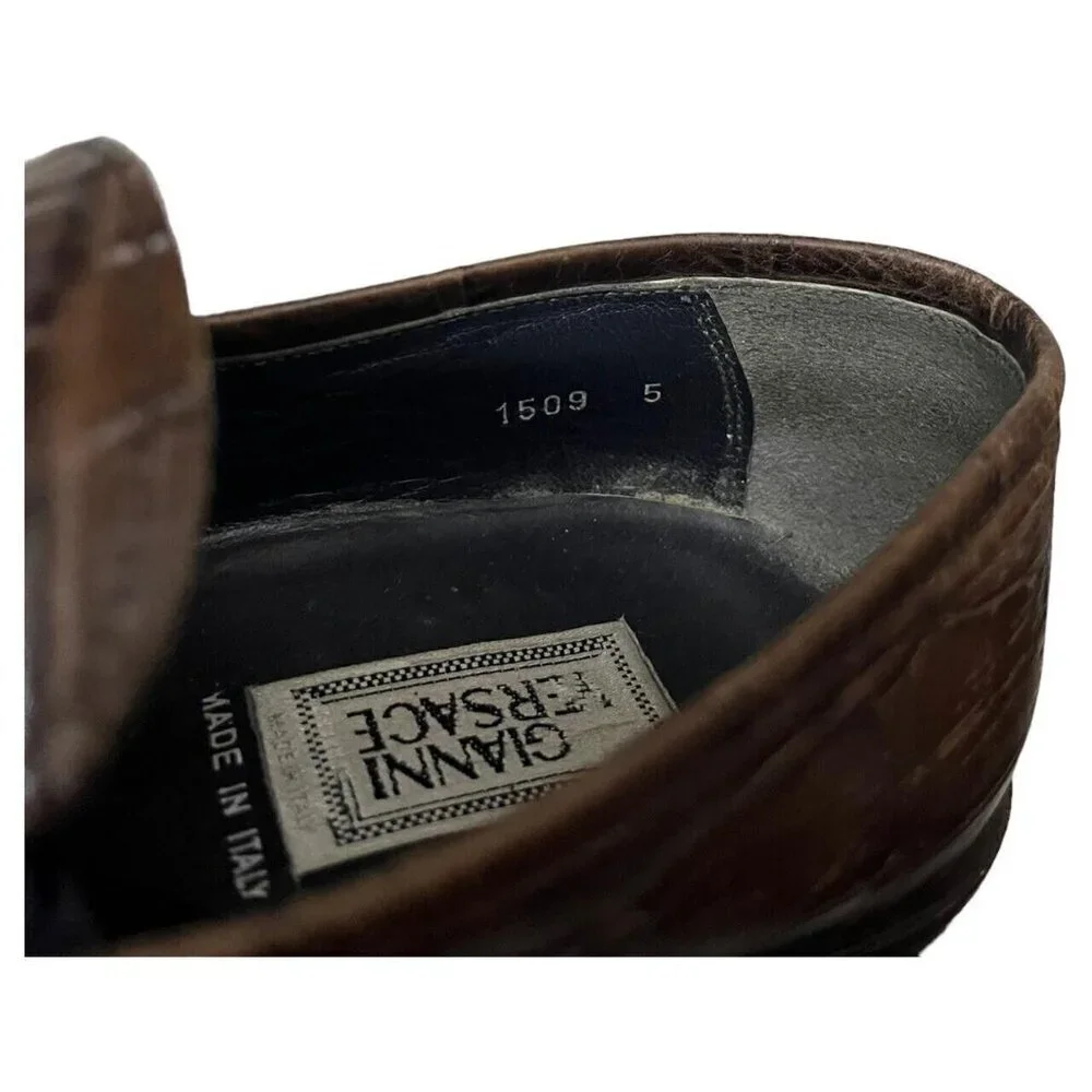 Gianni VERSACE Dress Shoes Vintage 90s Luxury Designer Loafers Leather
